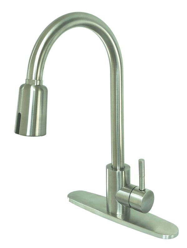 Empire Faucets Kitchen Faucet, Single Hole, High Arc, Brushed Nickel