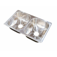 Lippert Stainless Steel Sink, Double Bowl Drawn, 16 x 27 Inch, Silver