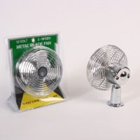 Madison Accessories 12-Volt Oscillating Fan, 7-1/2 Inch, 2-Speed, Silver