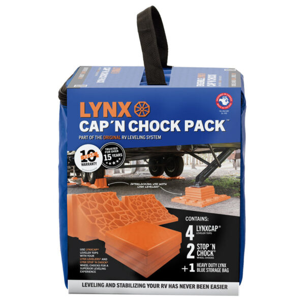 Tri-Lynx RV Leveling Kit, 4 Blocks, 2 Wheel Chocks, Storage Bag