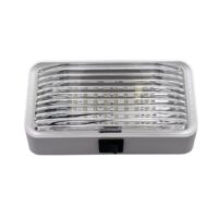 RV Designer LED Porch Light with Switch, 6 x 3-1/2 in, White, Clear Lens