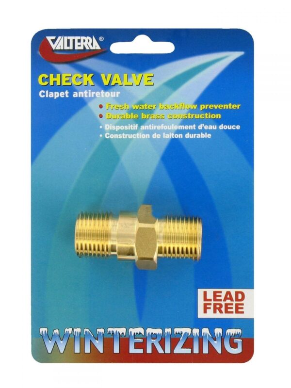 Valterra Fresh Water Check Valve, 1/2 Inch NPT, Lead-Free Brass, 80 PSI