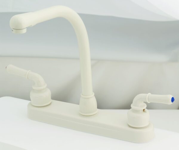 Empire Brass RV Faucet, White, Kitchen, Deck Mount, High-Arc Spout