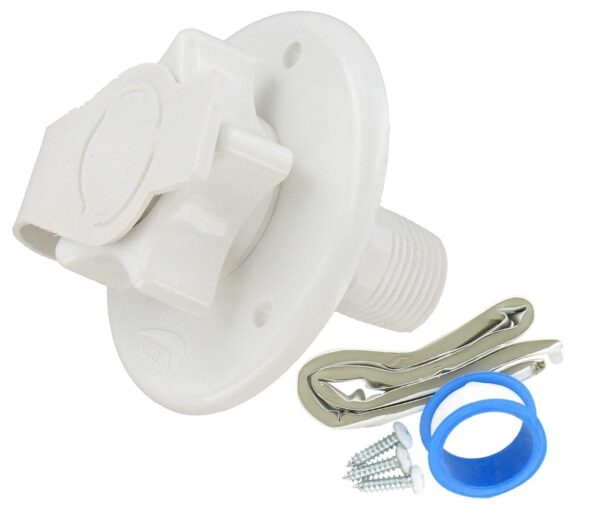 Valterra Surface Mount Fresh Water Inlet, White Plastic