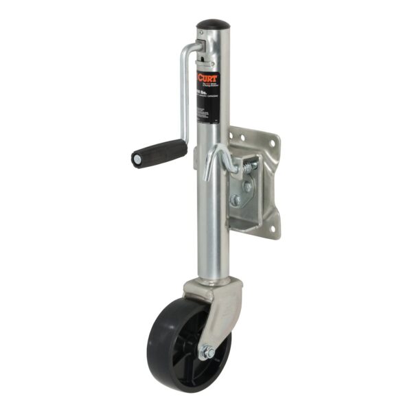 CURT Marine Trailer Tongue Jack, 1,200 lb, 6 inch Wheel, Sidewind