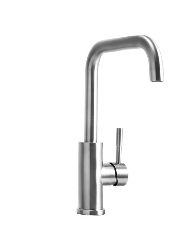 Dura Faucet Kitchen Faucet with 90 Degree Angle Spout, Brushed Nickel
