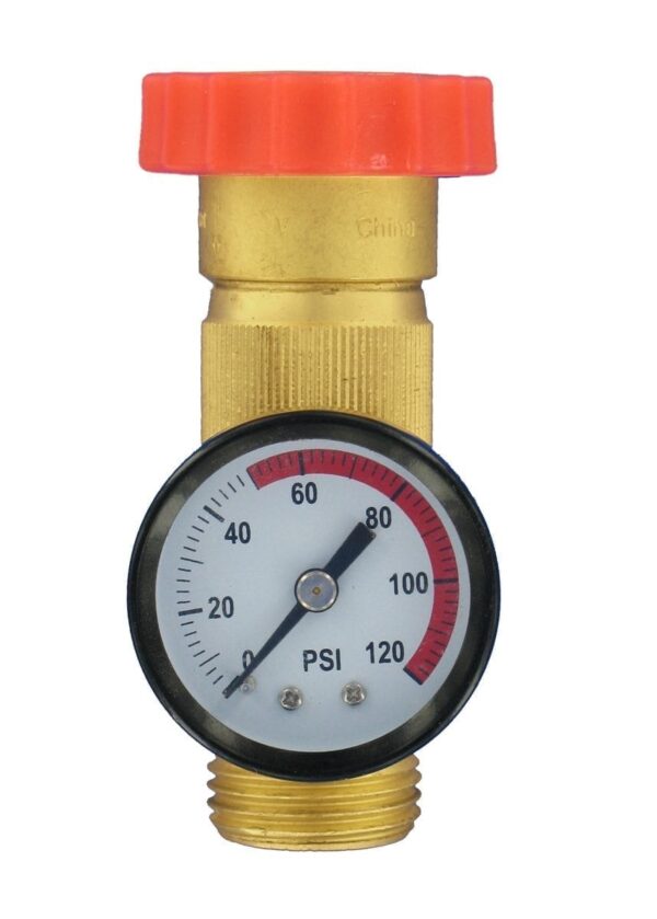 Valterra Fresh Water Pressure Regulator, 40-50 PSI, with Gauge, Brass