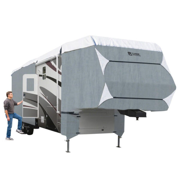 Classic Accessories Fifth Wheel Trailer Cover, 37 Feet, Gray/ White