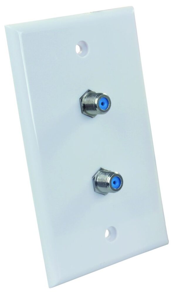 JR Products Dual TV Cable Entry Plate, White, 3 GHz