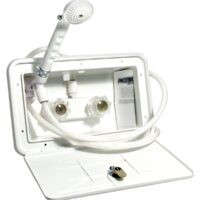 Phoenix Products Exterior Shower Unit, White, with Hand Held Head and Key Lock