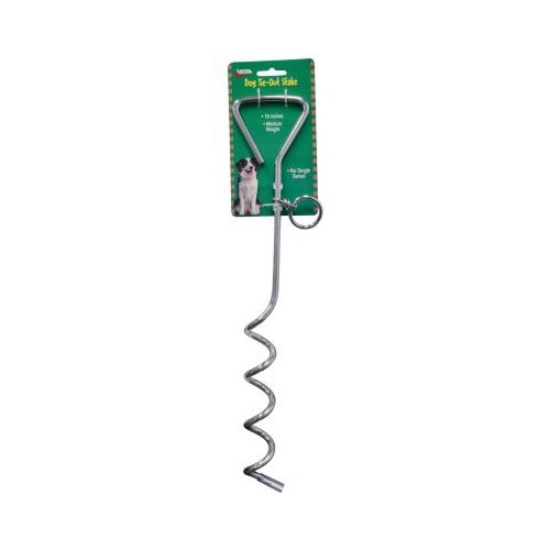 Valterra Steel Spiral Pet Tie Out Stake, 18" Height, Medium Dogs, with Swivel