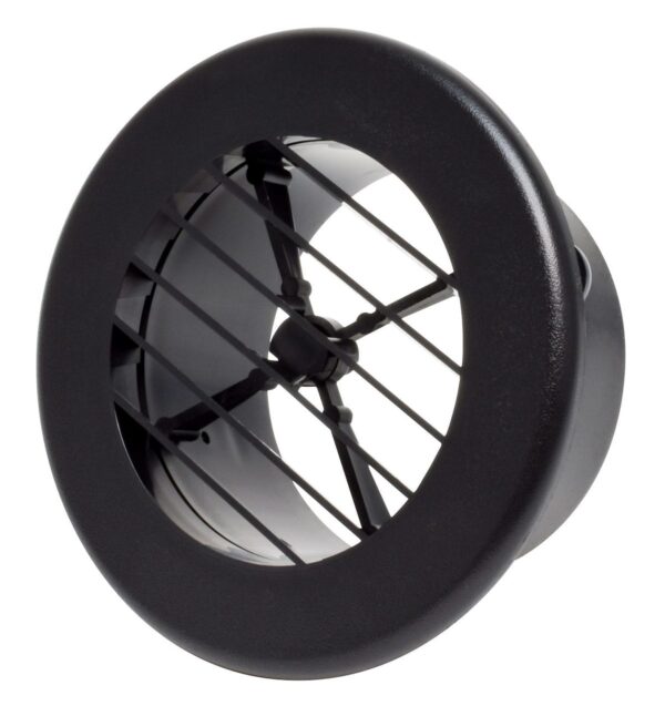 Valterra Heating/Cooling Register, 4" Round Ceiling, Black Plastic, No Damper
