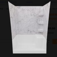 Specialty Recreation Marble Shower Surround, 24" x 36" x 66", Gray and White