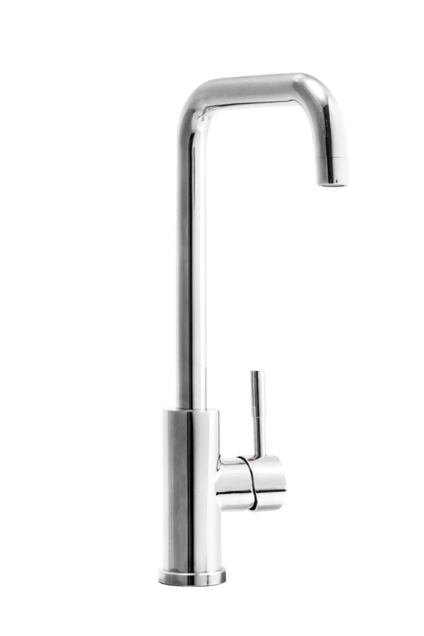 Dura Faucet Kitchen Faucet with 90 Degree Angle Spout, Polished Stainless Steel