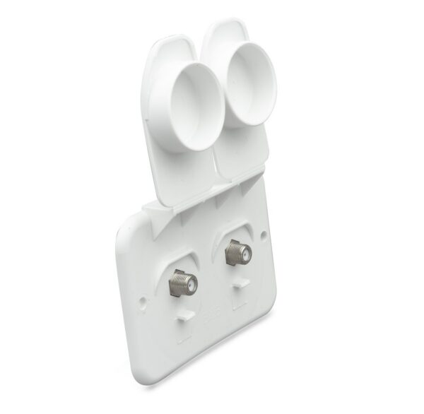 B&B Molders TV Cable Entry Plate, Dual Coax, Polar White