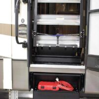 MORryde RV Storage Cabinet, 27-3/4" W × 10" D × 10-1/2" H, Black Steel