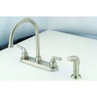 Empire 8 Inch Kitchen Faucet with Teapot Handles and Sprayer, Brushed Nickel