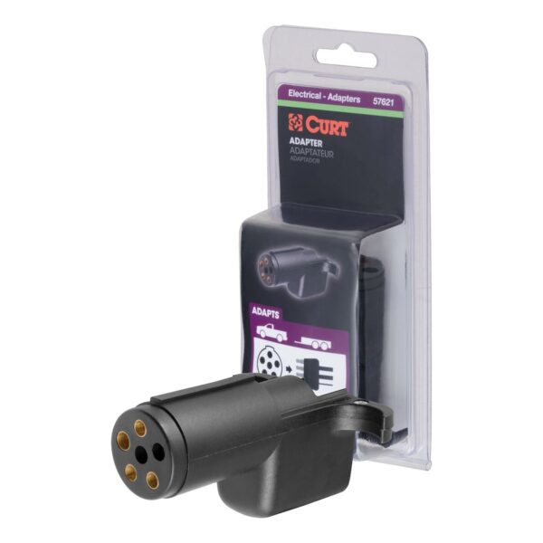 CURT 6-Round to 4-Flat Trailer Adapter, Black