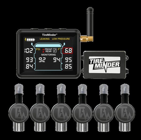 Minder Research TireMinder i10 TPMS, 6 Flow-Through Sensors, 3.15 Inch Display