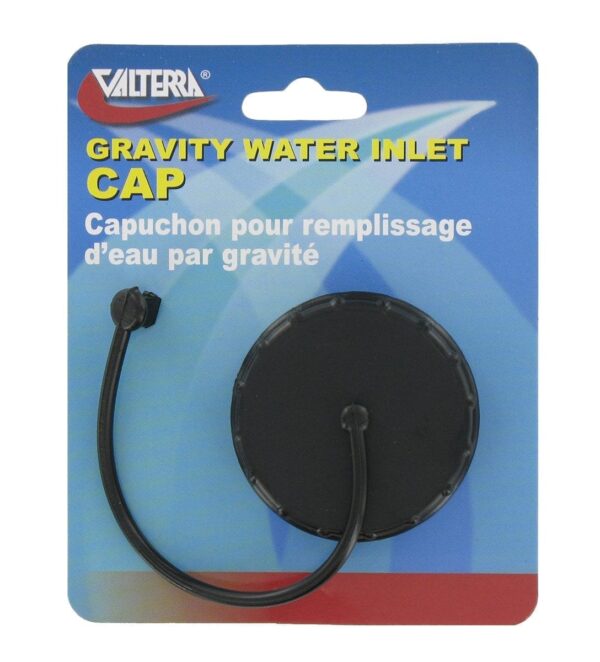 Valterra Fresh Water Inlet Cap, Bayonet Lock, Black Plastic