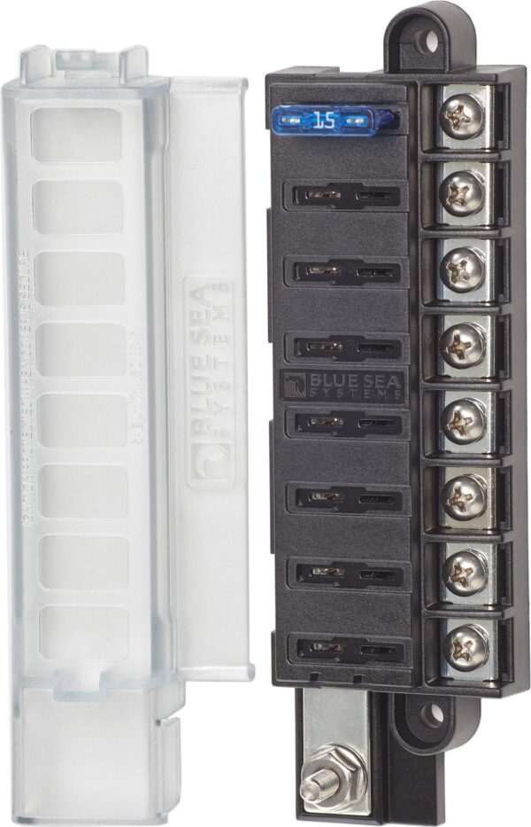 Blue Sea ATO/ATC Surface-Mount Fuse Block, 8 Circuit, Water Resistant
