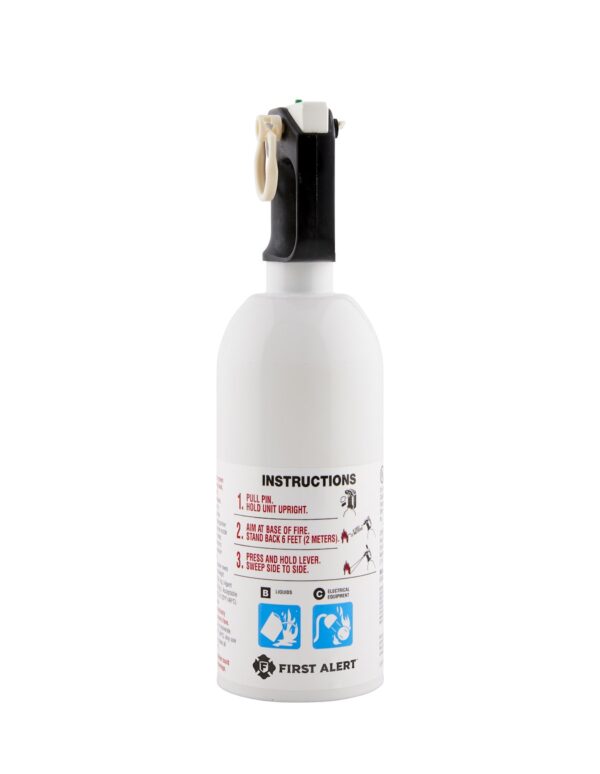 BRK Electronics Fire Extinguisher, 1.4 lb, Sodium Bicarbonate, UL 5-B:C, White