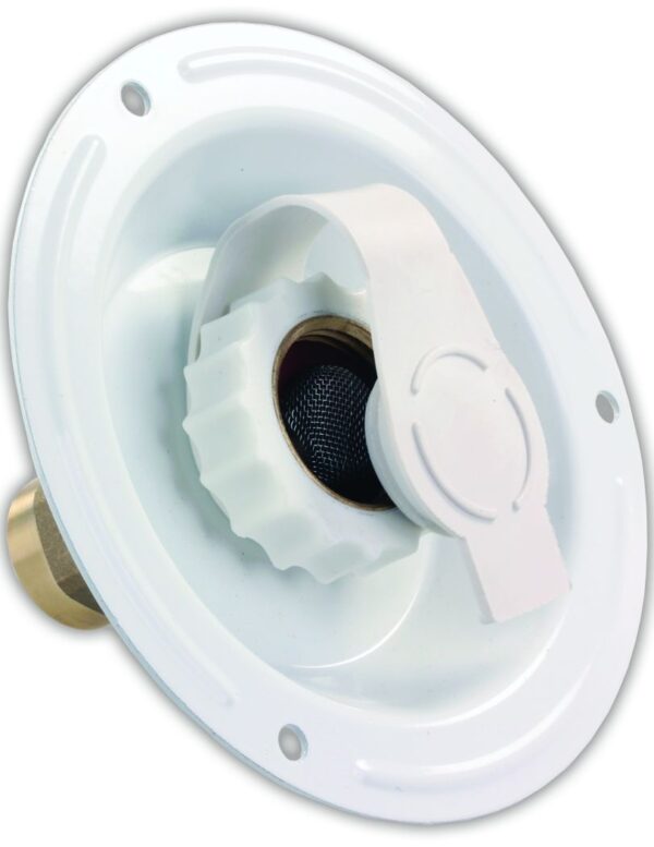JR Products Fresh Water Inlet, Recessed Mount, 1/2 Inch Female, White
