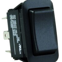 JR Products DPDT Rocker Switch, On-Off-On, 10-20A, Black