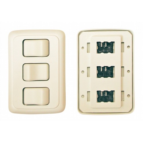 Valterra Triple Rocker Switch Panel White, 16 Amp, Non-Illuminated