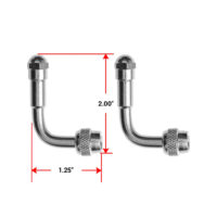 Pacific Dualies Valve Stem Extension, 2", 90 Degree, Silver, Set of 2