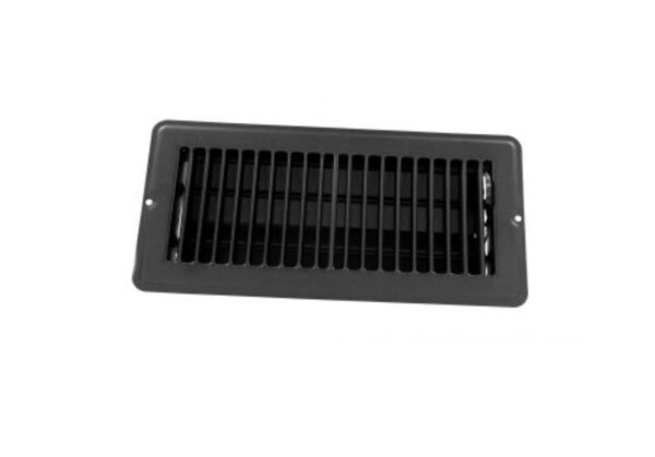 JR Products 10x4 Inch Floor Register with Damper, Black Steel