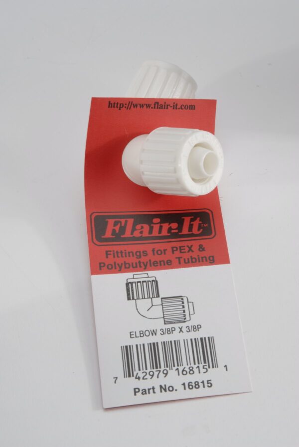 Flair-It Compression Elbow, 3/8 Inch, 90 Degree, White