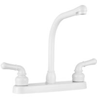 Dura Faucet RV Kitchen Faucet, High Arc, Teapot Handles, White