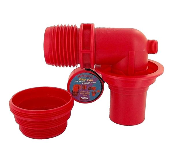 Valterra Universal Sewer Adapter, Red, 90 Degree Elbow, Two-Piece Design