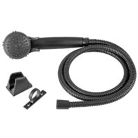 Dura Faucet Hand Held Shower Head, Single Spray, Shut Off Valve, with Hose, Black