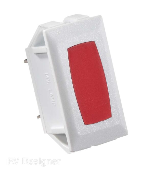 RV Designer 14V 10A Power Indicator Light, Red Lens, White Panel