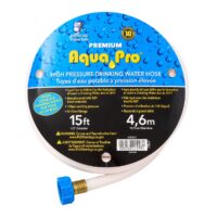 Aqua Pro 15 Foot Fresh Water Hose, 1/2 Inch ID, 120 PSI, White