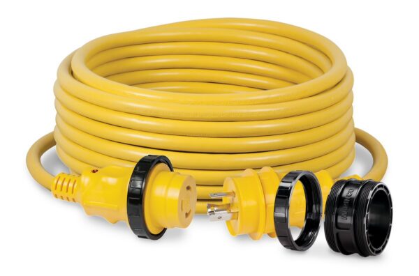 Marinco 12 Foot Shore Power Cord, 10/3 AWG, Twist Locking, Black