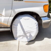 Valterra RV Tire Covers, 30-32" Diameter, White Cotton-Lined Vinyl, Set of 2