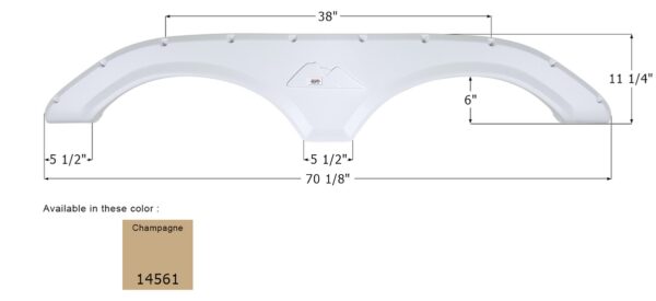 Icon Fender Skirt for Keystone Montana, 70-1/8" x 11-1/4", Champagne