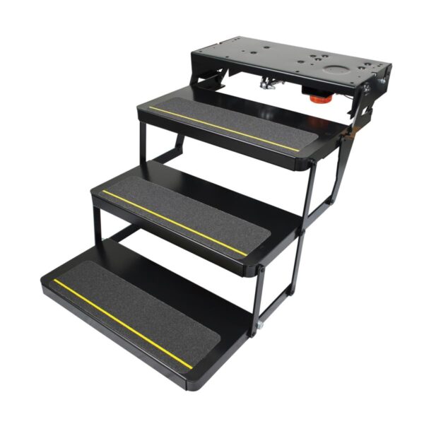Lippert Kwikee 25 Triple Power-Folding Entry Step, 24 Inches Wide, Black