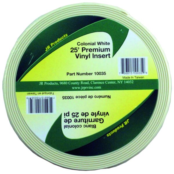 JR Products Trim Insert, 1 Inch x 25 Feet, Colonial White Vinyl