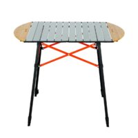 Lippert Aluminum Roll-Top Camping Table, Gray, Adjustable Height