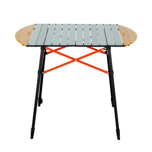 Lippert Aluminum Roll-Top Camping Table, Gray, Adjustable Height