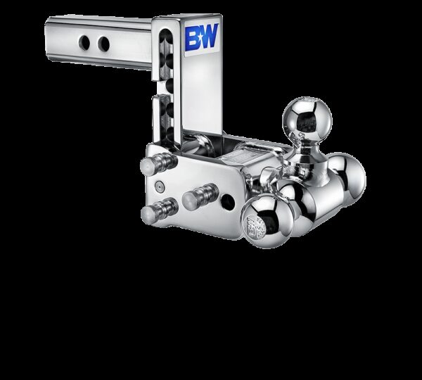 B&W Trailer Hitch Ball Mount, 2 Inch Receiver, 5 Inch Drop, Triple Balls, Chrome