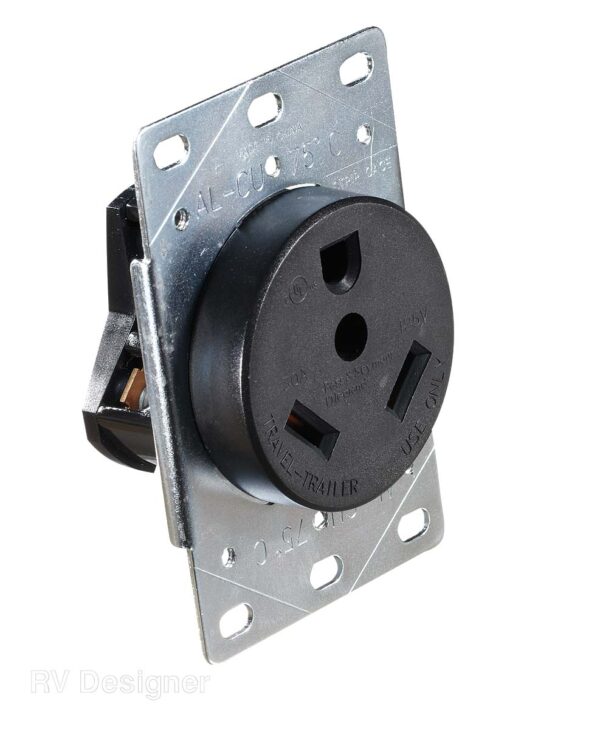 RV Designer Single 125V Receptacle, Silver