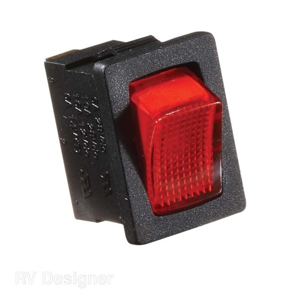 RV Designer 14V 20A Rocker Switch with Red Light, Black
