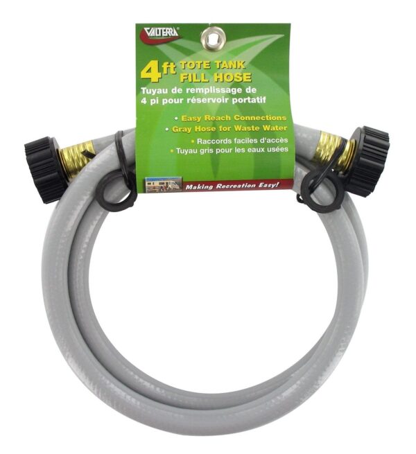 Valterra Tote Tank Waste Hose, 4 ft, 1/2 in Diameter, Gray