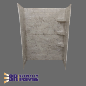 Specialty Recreation Travertine Shower Surround, 24" x 36" x 66", Brown and Gold