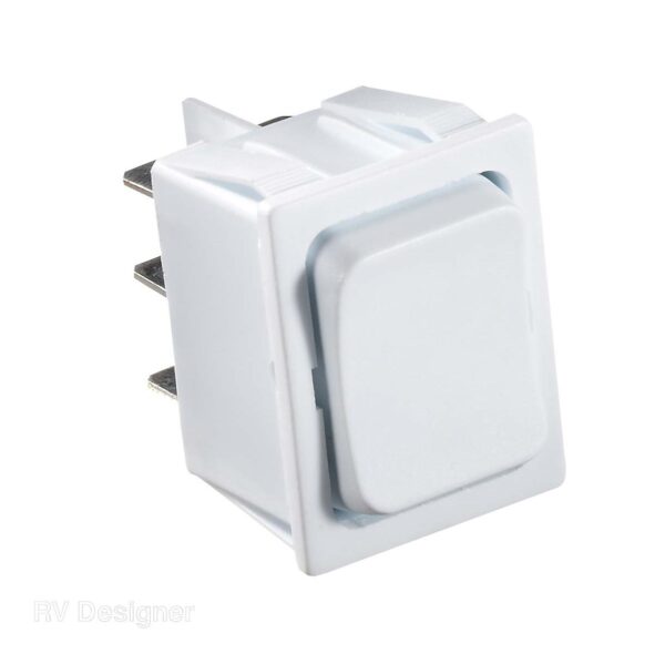 RV Designer 14V 5A Momentary DPDT Rocker Switch, White